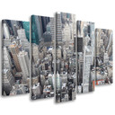 5 stykke lærredstryk, New York City skyskrabere