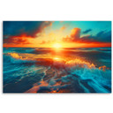 Canvasbillede, Solnedgang og havets bølger