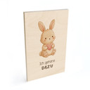 Holzbild mit Hase und Herz - Glaubenssatz 'Ich gehöre dazu' fürs Kinderzimmer