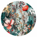 Naklejka na ścianę - Wiosenna łąka z kwiatami - Okrągła - Jaszke