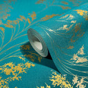 Blomstertapet, non-woven Novamur Jackie grøn, sølv