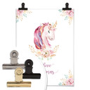 Plakat Kvilis - Believe in Unicorns - Jednorożec z kwiatami