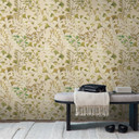 Ginkgo natur cremefarvet bladtapet - Ikke-vævet tapet med bløde grønne toner - moderne og elegant