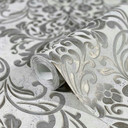Non-woven tapet med dekorative damaskmotiver grå ornamental 