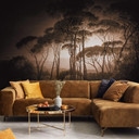 Fototapeta parasol sosny z winietowaniem sepia