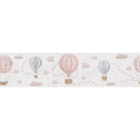 Cenefa globo aerostático Rosa Azul Beige - Cenefa habitación infantil con banderines