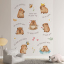 Kinderzimmer-Tapete - Affirmationen mit entspanntem Capybara