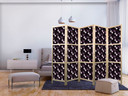 Japanischer Paravent, Raumteiler freistehend, Trennwand - Birds Among Flowers - Purple