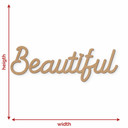 napis 3D Beautiful - dekoracja ścienna wykonana z naturalnej płyty MDF