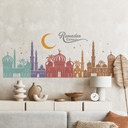 Sticker mural Skyline de nuit arabe avec lettrage du Ramadan