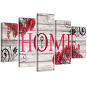 5 stykke lærredsprint, Home Wood Retro Rød