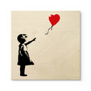 Plakat drewniany Banksy - Dziewczynka z czerwonym balonikiem - Kwadrat