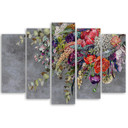 Lærred print 5 styk, buket blomster