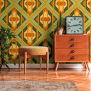 Tapeta z włókniny w stylu retro zielono-żółta - tapeta z abstrakcyjnym wzorem - tapeta vintage