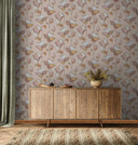 Tapet, non-woven blomstertapet Flora beige, brun