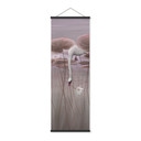 Textielposter lotusbloemen met zwaan in water in donkerroze - Ms Tiff - Panorama