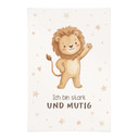 Stoffbild mit Löwe - Glaubenssatz 'Ich bin stark und mutig' für Kinder