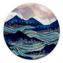 Tableau sur alu-Dibond rond SpaceFrog Designs - Vagues bleues