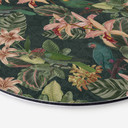 Billede jungle med papegøjer natgrøn - Bloomery Decor - rund – print på aluminium (Alu-Dibond)