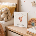 Holzbild zum Hinstellen - Kind mit Stern und Mutmachspruch 'Man ist nie zu klein'