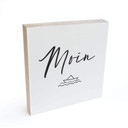 Holzbild zum Hinstellen - Moin mit Boot - 15x15 cm
