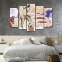 5 stykke lærredstryk Feminin abstraktion beige