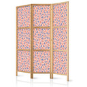 Japanischer Paravent, Raumteiler freistehend, Trennwand - Giraffe Pattern in Blue-Pink Spots