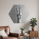 Hexagon Wandbild Victory Hand - Zeichen des Friedens und Sieges - Bühler - Alu-Dibond