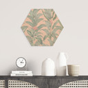 Sekskantet billede af træ Urban Jungle Tropical Leaves Pink - Bloomery Decor