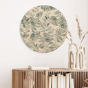 Obraz drewniany liście dżungli akwarela krem - Bloomery Decor - Okrągły
