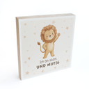 Holzbild zum Hinstellen - Löwe mit Mutmachspruch 'Ich bin stark und mutig'