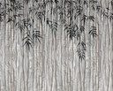 Papier peint photo Silhouettes de bambous sur structure en papier blanc avec effet de plis 3,4 x 4,2