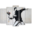 5 stykke lærredstryk, Banksy Graffiti kunstblomster