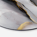 Billede Abstrakt komposition i guld og grå - Shelest - rund – print på aluminium (Alu-Dibond)