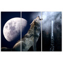 3 stykke lærredsprint, Wolf Nature Moon Fog