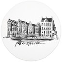 Fototapeta Amsterdam - Czarno-biały - Okrągły - Pokochaj swoje miasto - tapeta flizelinowa/tapeta fl