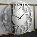 XXL Wanduhr Alu-Dibond-Silbereffekt - Modern - Ø 70 cm