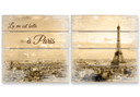 Houten Wanddecoratie Skyline van Parijs 2-delig