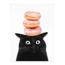 Poster Chat noir avec donuts roses - Korenkova