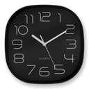 Minimalistische, moderne Wanduhr mit runden Ecken, schwarz | 29x29 cm