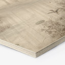 Houten Wanddecoratie bos bij het meer in beige mist - Ms Tiff