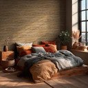 Ikke-vævet tapet Tamika Raw Heritage stenlook brun beige - murstenslook gipslook gul metallic