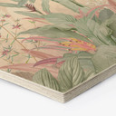 Sekskantet billede af træ tropisk idyl med kolibri abrikos - Bloomery Decor
