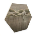 Houten Wanddecoratie lotusbloemen met zwaan in het water in grijs - Ms Tiff