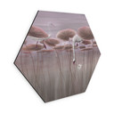 Zeshoek Wanddecoratie lotusbloemen met zwaan in water in schemerroze - Ms Tiff - Alu-Dibond