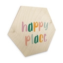 Hexagon Holzbild mit Spruch - Happy place - Kinderzimmer