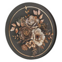 Rundes Leinwandbild Beige Blumen und Blätter
