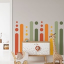 Wallsticker retro striber med prikker | regnbuefarver