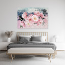 Canvasbillede, Lyserøde blomster og sommerfugl