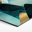 Hexagon Dibond Abstrakte bjerge i guld og blå - SpaceFrog Designs